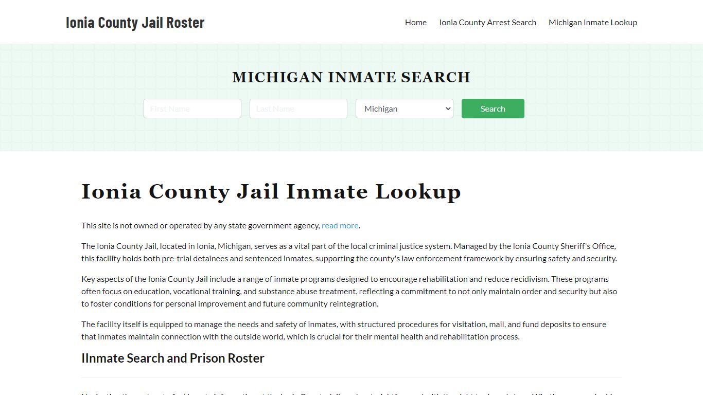 Ionia County Jail Roster Lookup, MI, Inmate Search