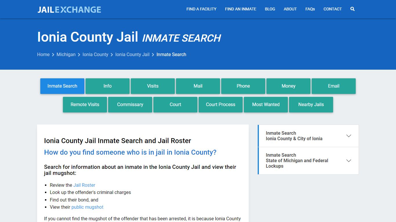 Inmate Search: Roster & Mugshots - Ionia County Jail, MI