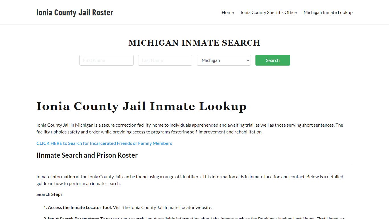 Ionia County Jail Roster Lookup, MI, Inmate Search