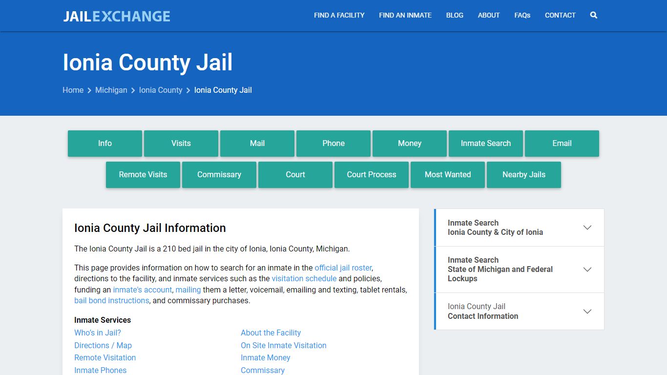 Ionia County Jail, MI Inmate Search, Information
